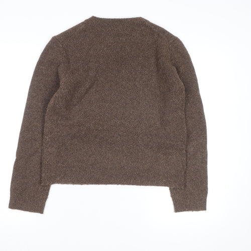 Pull & Bear Women's Brown Wool Blend Crew Neck Jumper Size S