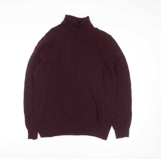 Savile Row Company Men's Brown Merino Cashmere Roll Neck Jumper L