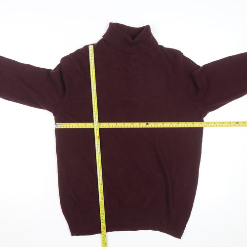 Savile Row Company Men's Brown Merino Cashmere Roll Neck Jumper L