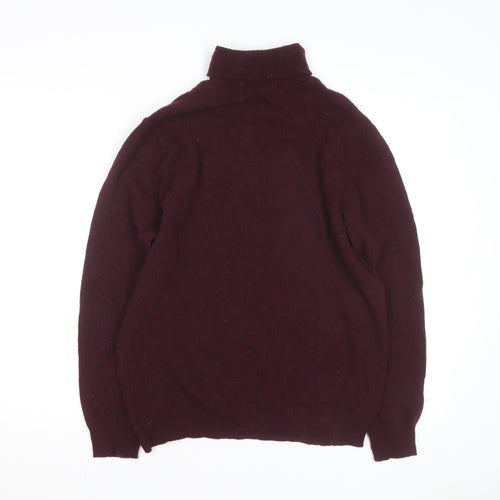 Savile Row Company Men's Brown Merino Cashmere Roll Neck Jumper L