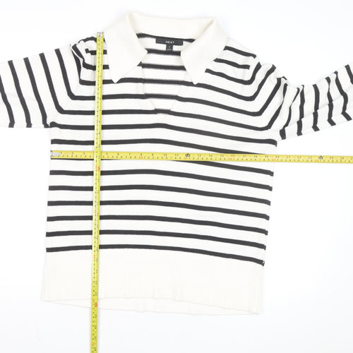 Next Women's Black Stripe Collared Pullover Jumper Size 12