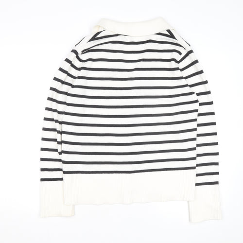 Next Women's Black Stripe Collared Pullover Jumper Size 12