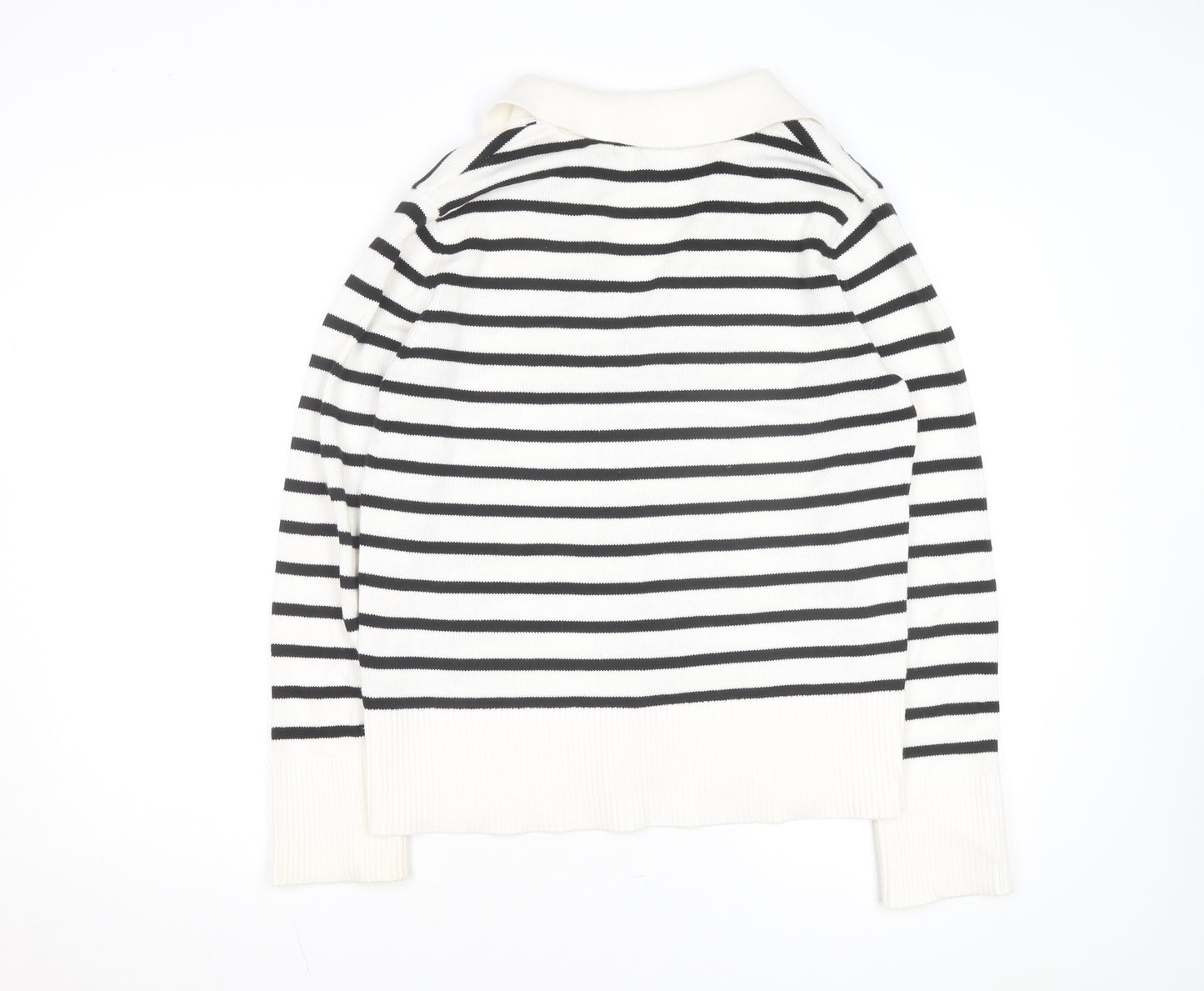 Next Women's Black Stripe Collared Pullover Jumper Size 12