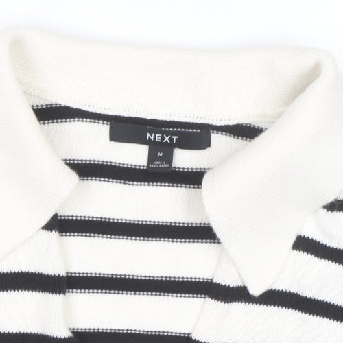 Next Women's Black Stripe Collared Pullover Jumper Size 12