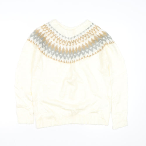 E hyphen world gallery Women Ivory Fair Isle Knit Jumper M