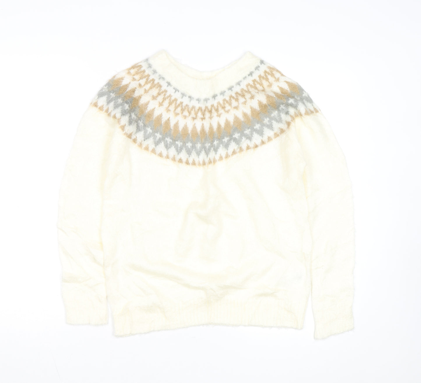 E hyphen world gallery Women Ivory Fair Isle Knit Jumper M