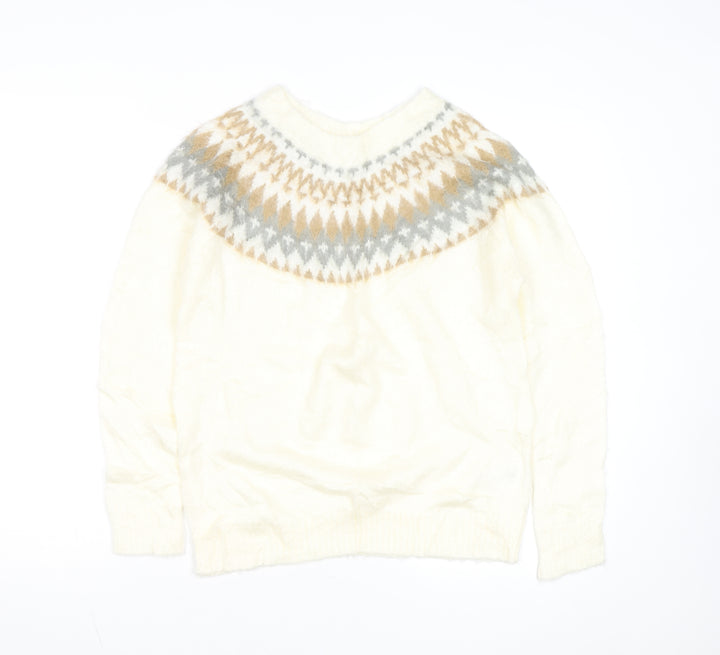 E hyphen world gallery Women Ivory Fair Isle Knit Jumper M