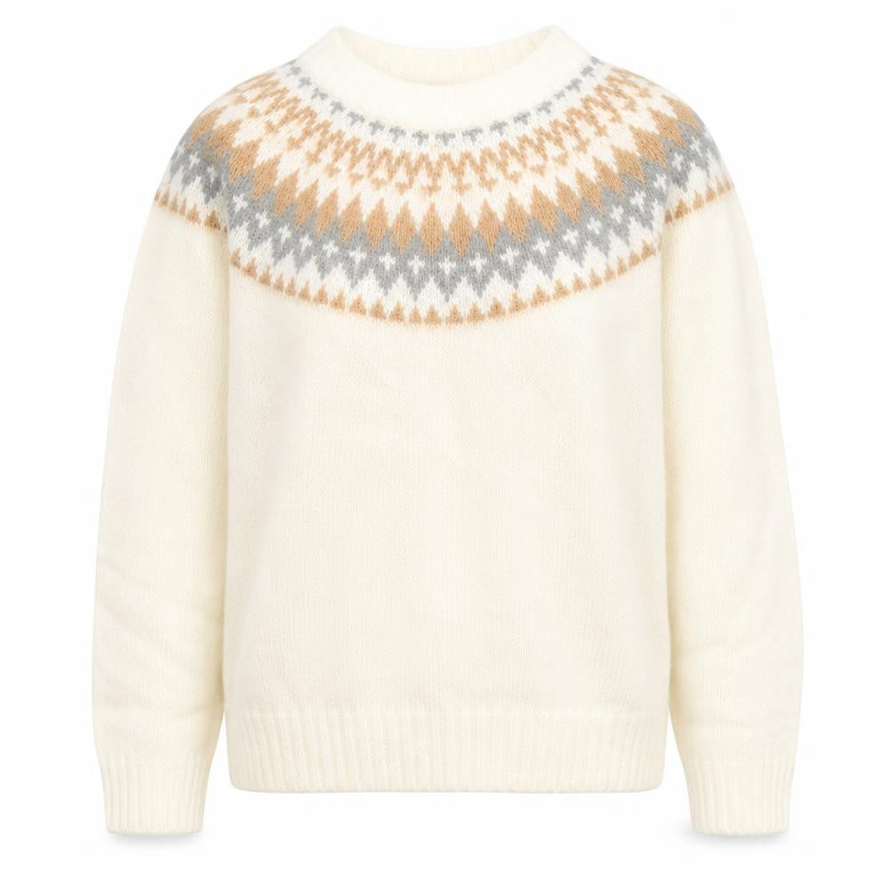 E hyphen world gallery Women Ivory Fair Isle Knit Jumper M