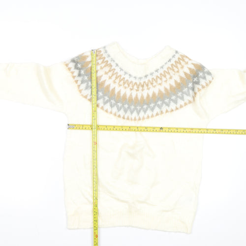 E hyphen world gallery Women Ivory Fair Isle Knit Jumper M