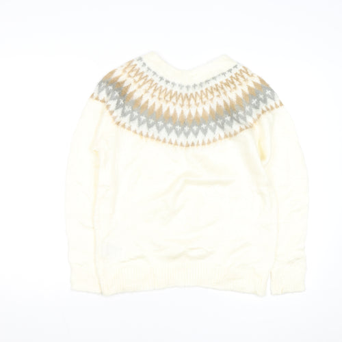 E hyphen world gallery Women Ivory Fair Isle Knit Jumper M