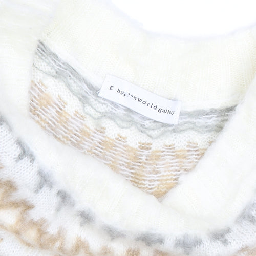 E hyphen world gallery Women Ivory Fair Isle Knit Jumper M