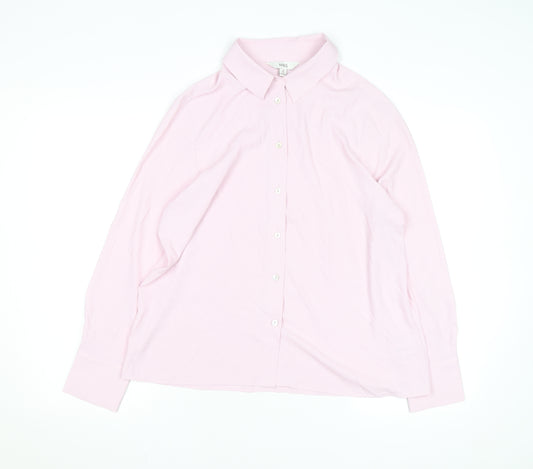Marks and Spencer Women Pink Regular Fit Long Sleeve Button-Up Shirt Size 14