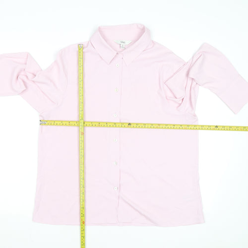 Marks and Spencer Women Pink Regular Fit Long Sleeve Button-Up Shirt Size 14
