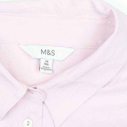 Marks and Spencer Women Pink Regular Fit Long Sleeve Button-Up Shirt Size 14