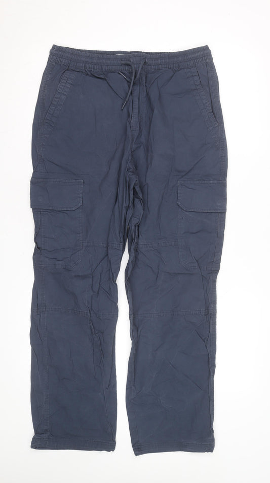 Denim Co. Men's Blue Cargo Trousers M Relaxed Fit Cotton