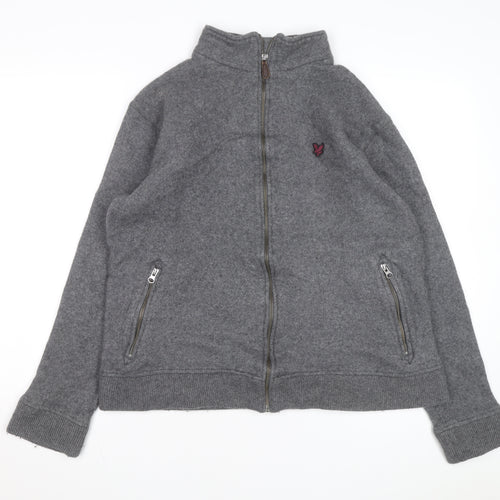 Lyle & Scott Men's Grey Wool Full Zip Jumper XL High Neck