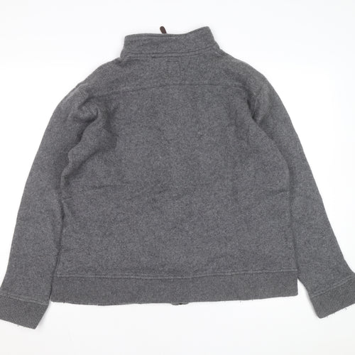Lyle & Scott Men's Grey Wool Full Zip Jumper XL High Neck
