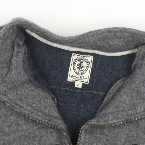 Lyle & Scott Men's Grey Wool Full Zip Jumper XL High Neck