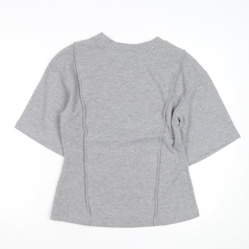 Marks and Spencer Women Grey Size 12 Crew Neck Short Sleeve Knit Jumper