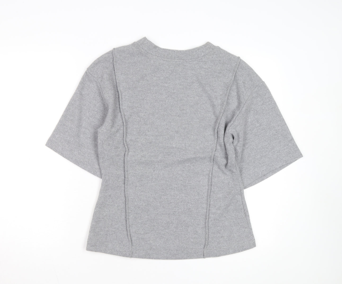 Marks and Spencer Women Grey Size 12 Crew Neck Short Sleeve Knit Jumper