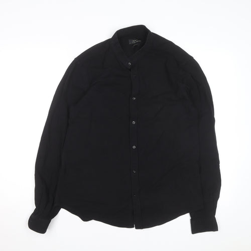 Zara Men Black Slim Fit Button-Up Long Sleeve Shirt L
