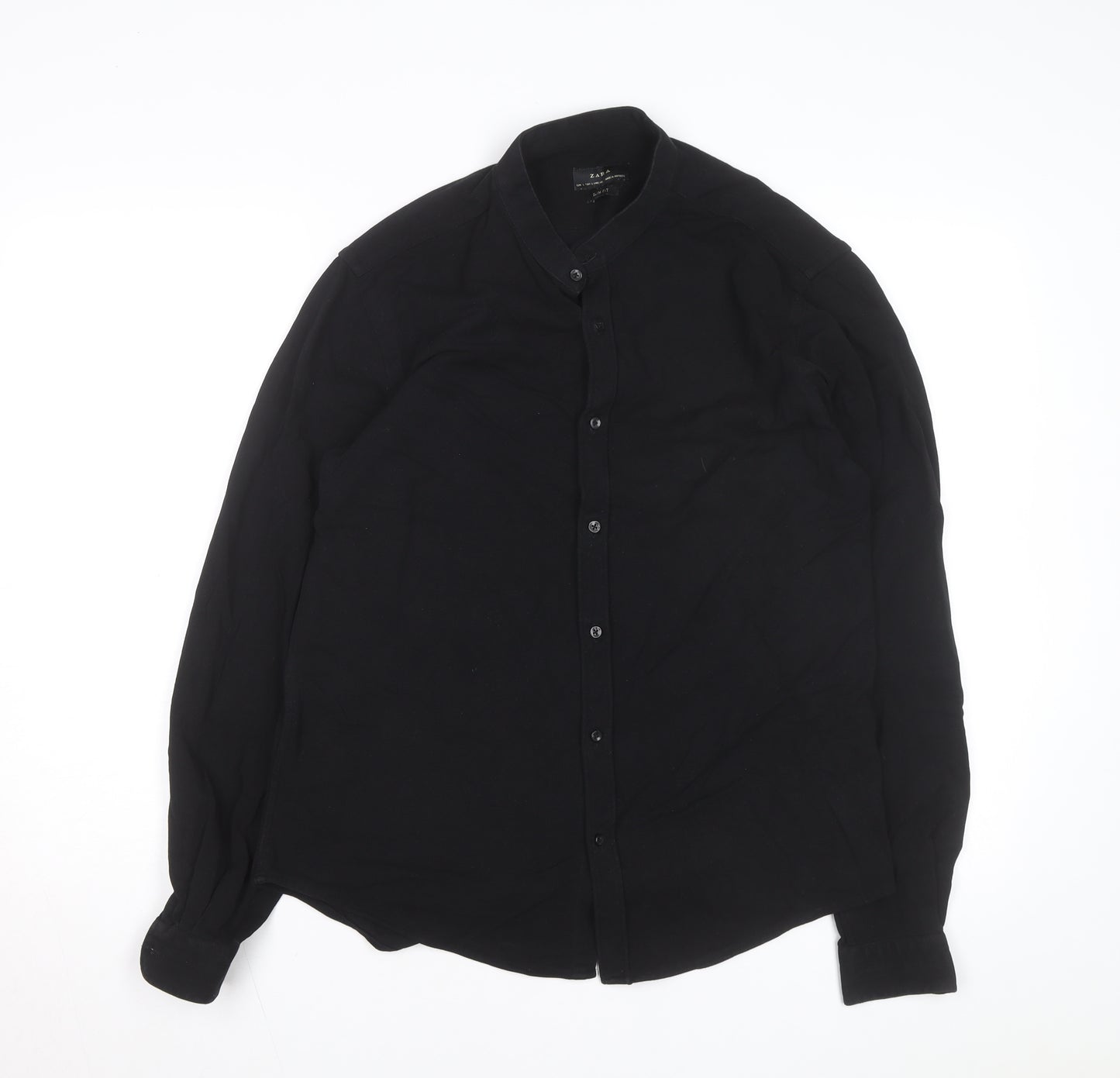 Zara Men Black Slim Fit Button-Up Long Sleeve Shirt L