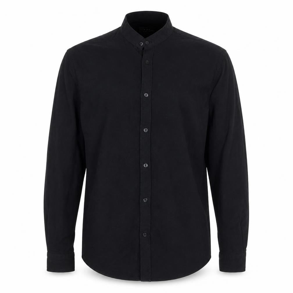Front view of Zara Men Black Slim Fit Button-Up Long Sleeve Shirt L