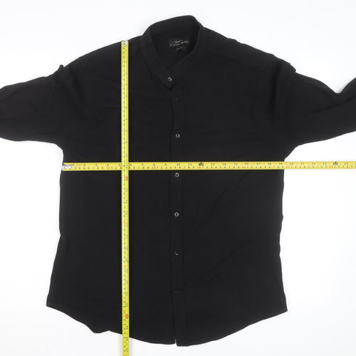 Zara Men Black Slim Fit Button-Up Long Sleeve Shirt L