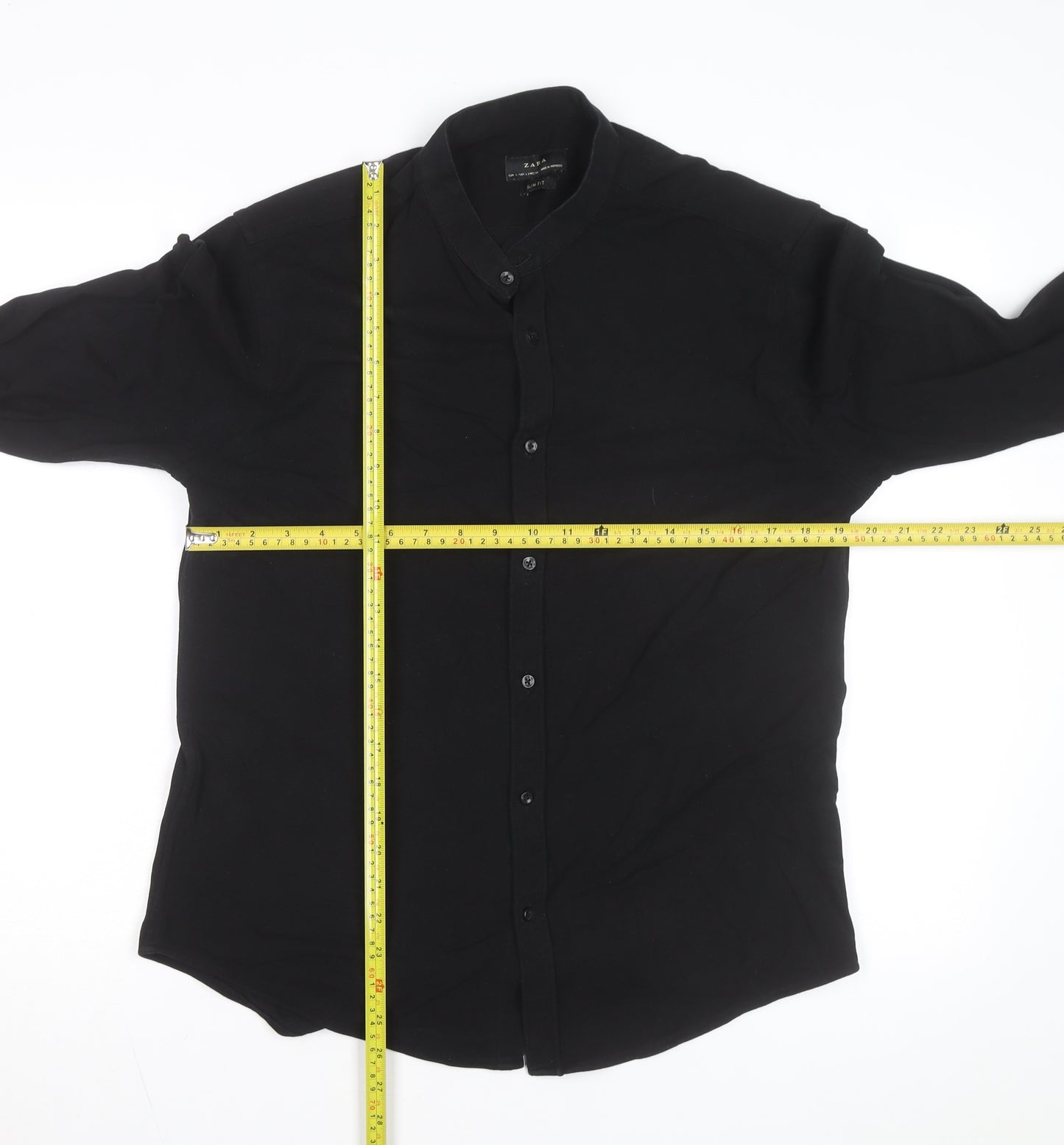 Zara Men Black Slim Fit Button-Up Long Sleeve Shirt L