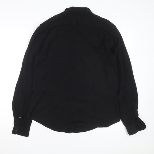 Zara Men Black Slim Fit Button-Up Long Sleeve Shirt L