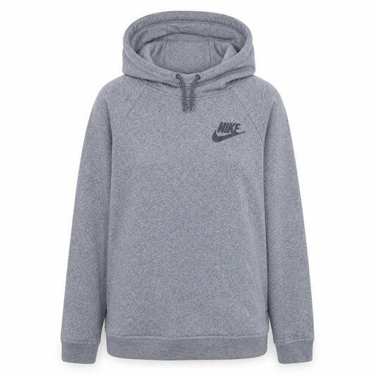 Front view of Nike Women Grey Long Sleeve Pullover Hoodie, size L