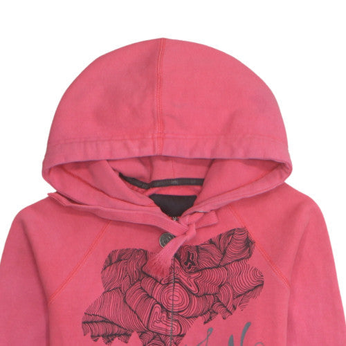 Fox Womens Pink Full Zip Hoodie Size L Cotton Blend Graphic Sweatshirt