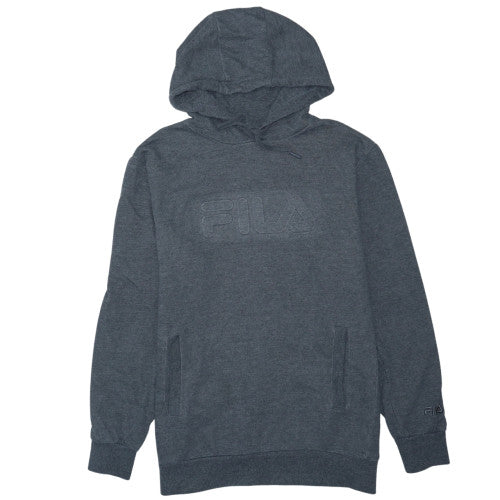 FILA Mens Grey Pullover Hoodie M Regular Fit Fleece Sweatshirt
