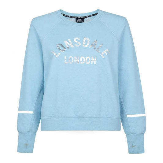 Front view of Lonsdale Women Blue Logo Crew Neck Sweatshirt, size 14