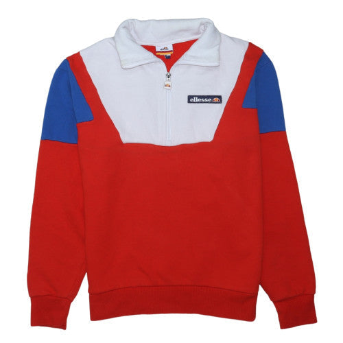 Ellesse Mens Red 1/2 Zip Colour Block Sweatshirt M Retro