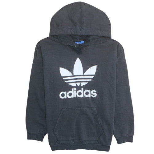 Adidas Womens Black Size 12 Trefoil Pullover Hoodie Sweatshirt