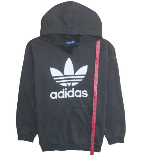 Adidas Womens Black Size 12 Trefoil Pullover Hoodie Sweatshirt