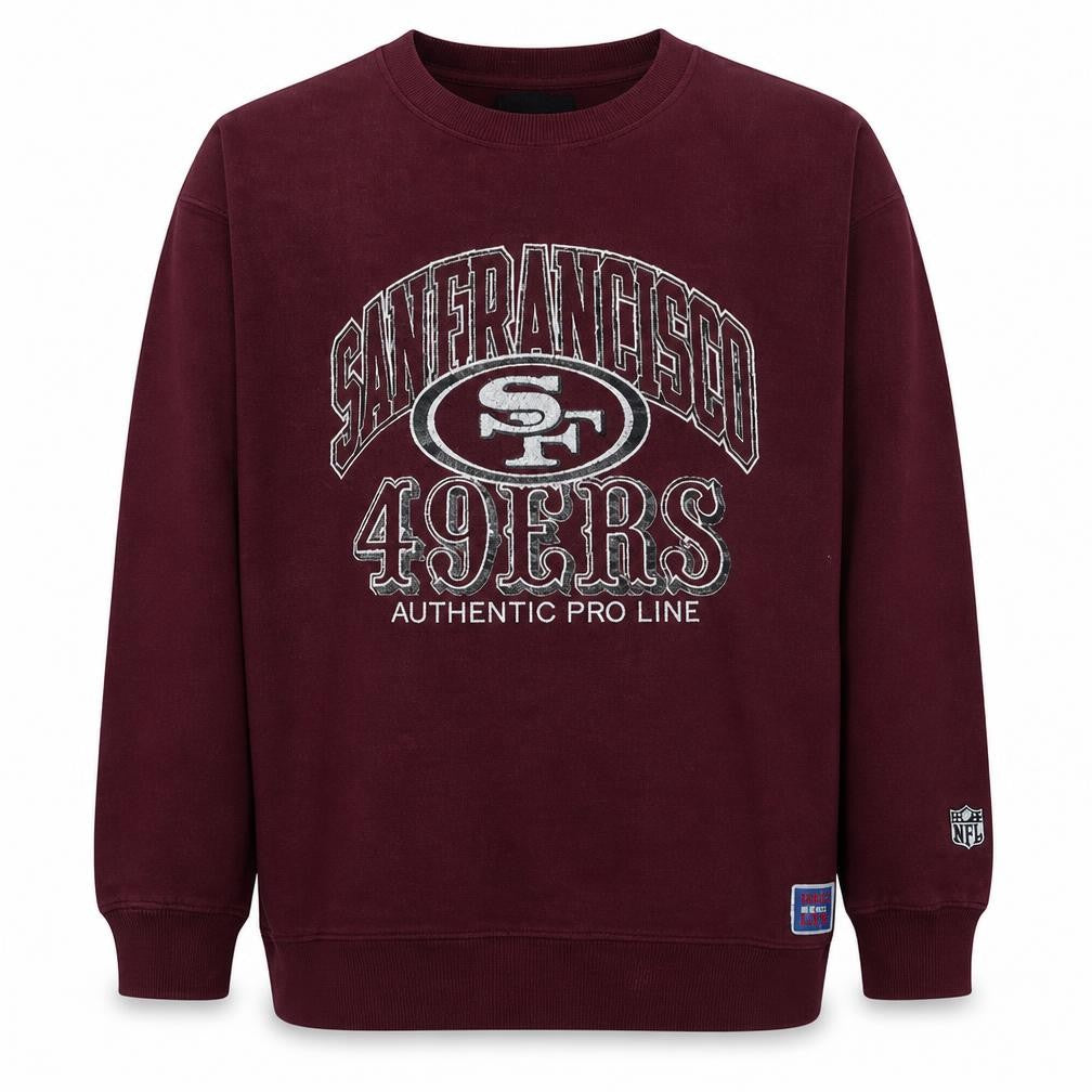 Front view of NFL Men’s Red San Francisco 49ers Pullover Sweatshirt, size L
