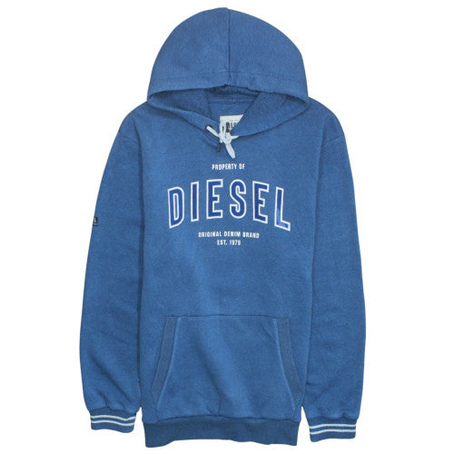 Diesel Mens Blue XXL Pullover Hoodie Cotton Blend Graphic Print