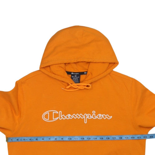 Champion Men's Orange Pullover Hoodie Size L Graphic Logo Fleece