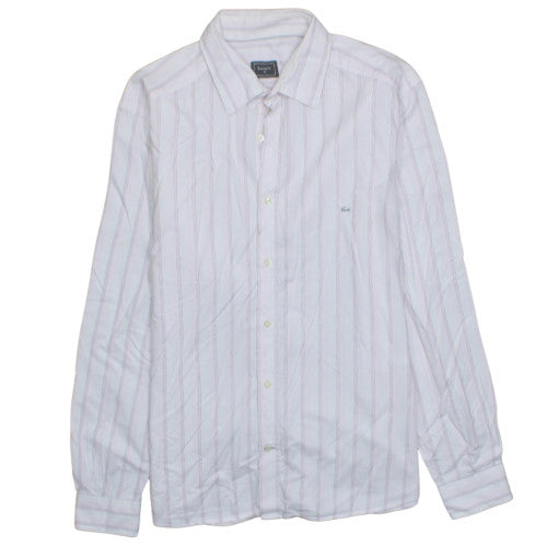 Lacoste Men's White Striped Long Sleeve Cotton Shirt Size 42
