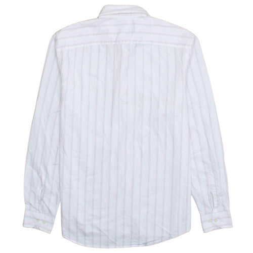 Lacoste Men's White Striped Long Sleeve Cotton Shirt Size 42