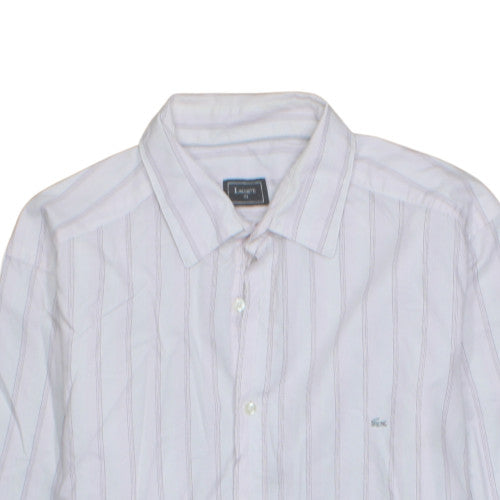 Lacoste Men's White Striped Long Sleeve Cotton Shirt Size 42