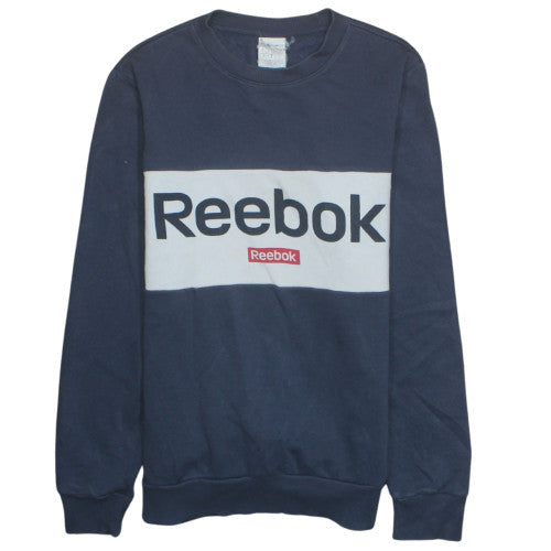 Reebok Men's Blue Pullover Sweatshirt M Crew Neck Logo Sportswear