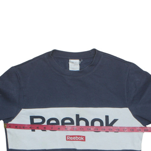 Reebok Men's Blue Pullover Sweatshirt M Crew Neck Logo Sportswear