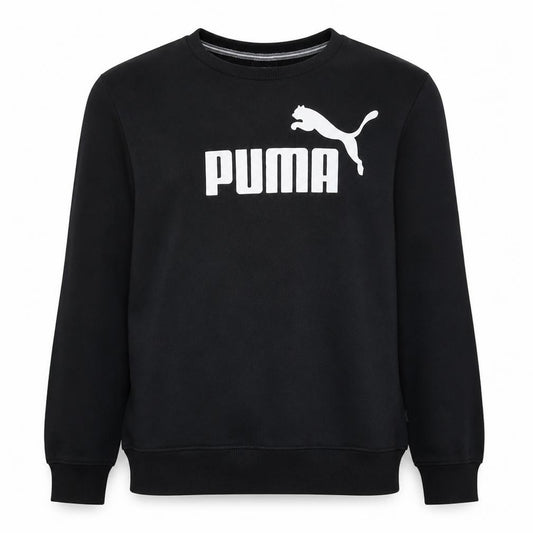 Front view of Puma Men's Black XL Crew Neck Logo Sweatshirt
