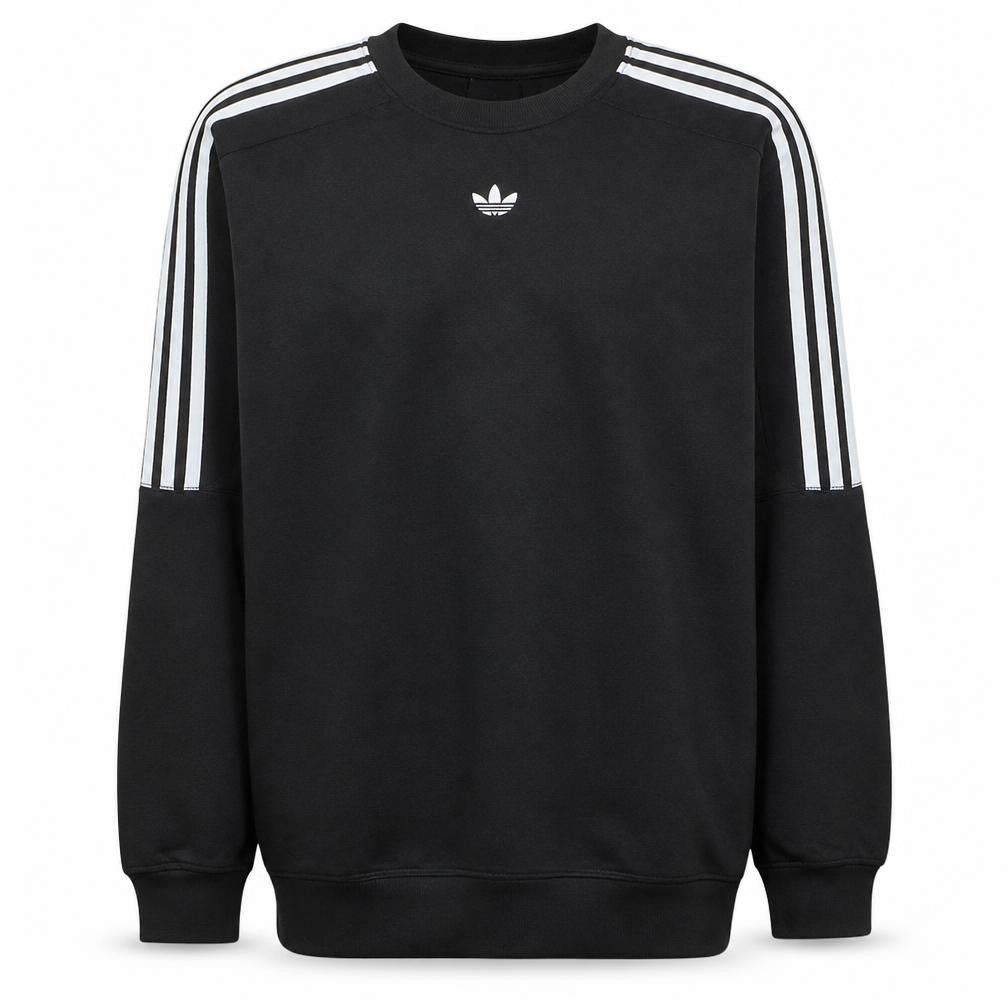 Front view of Adidas Men's Black XL Pullover Sweatshirt with Logo Trim