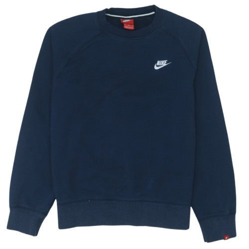 Nike Mens Blue Pullover Sweatshirt M Crew Neck Fleece Logo Jumper