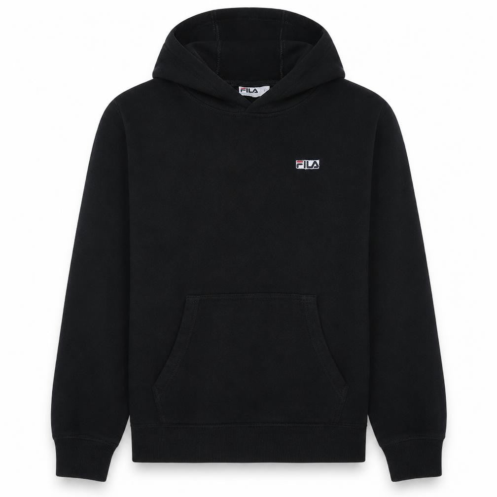 Front view of Fila Men's Black XL Pullover Hoodie Sweatshirt Logo Fleece