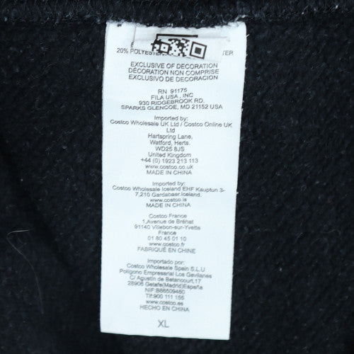 Fila Men's Black XL Pullover Hoodie Sweatshirt Logo Fleece